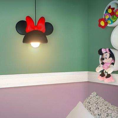 Luminária Pendente Orelhas Minnie Black Pendente Tpc Bivolt 110-220V para Lâmpada LED Até 15W Preto
