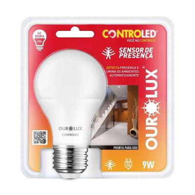 Lâmpada LED Lâmpada Controled com Sensor de Presença 9W 6500K Branco Ourolux