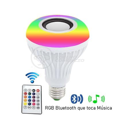 Lâmpada Led 12W E27 RGB Colorida com Som Bluetooth Controle Remoto Branco Smart Bracelet