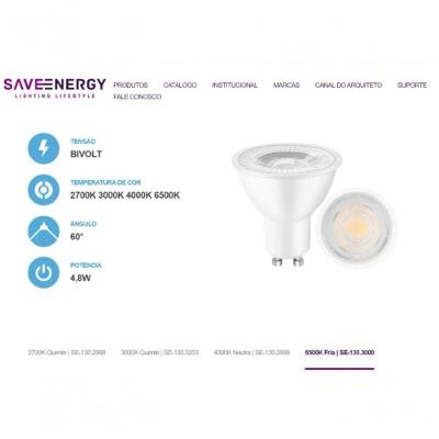Lâmpada LED Dicroica SE-130.3000 4,8W 6500K GU10 Bivolt com Fluxo Luminoso 400LM Branca