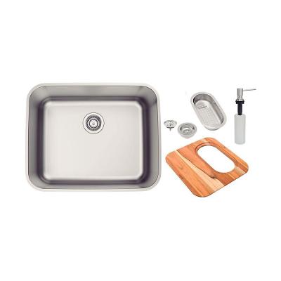 Kit Cuba de Embutir Dora 50 Retangular em Aço Inox Acetinado com Válvula e Cesto Coador Inox