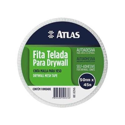 Fita Telada Drywall 50mm X 45m Fibra de Vidro para Juntas de Gesso Resistente e Durável Atlas