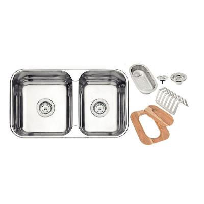 Kit Cuba Dupla Isis 2c 34 28 Bs Retangular de Embutir e Sobrepor em Aço Inox Polido Inox