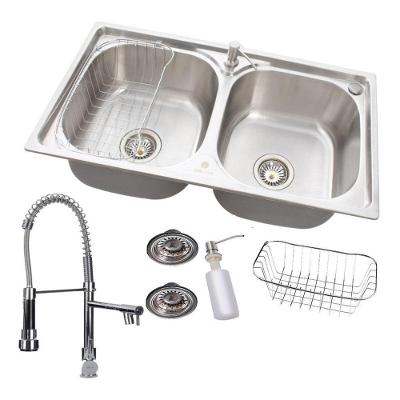 Kit Cuba Dupla Gourmet Aço Inox 78x43cm Retangular de Embutir e Sobrepor Acetinado Escovado Inox OEM