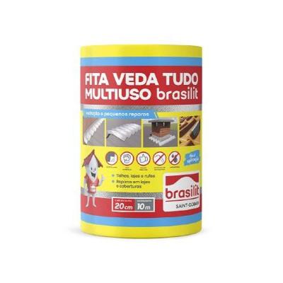 Fita Asfáltica 20cmx10m para Impermeabilização Vedação Resistente a Intempéries e Raios UV Brasilit