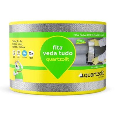 Fita Asfáltica Aluminizada 10cm X 10 Metros para Vedação em Coberturas e Calhas Quartzolit
