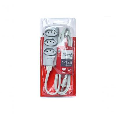Extensão Elétrica Noshock 90 PP 3x0,75 2P+T 10A Cabo 1,3M Blindado CINZA Daneva
