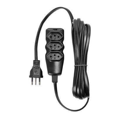 Extensão Elétrica 3 Tomadas Pp Plano 3x0 75 5m Preta 10A 250V Cabo Pp Plano Vinik