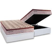 Cama Box Baú Casal: Colchão Molas Paropas MasterPocket Ensacadas Esplêndido Bordô + Base CRC Courano White(138x188) - 1