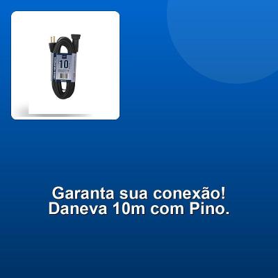 Cordão Prolongador Ref.1314 10M com Conexão de 1 a 3 Plugues de 2 Polos 10A 250V Daneva