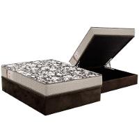 Cama Box Baú Casal: Colchão Espuma Ortobom D26 Physical Ultra Resistente + Base Brown(138X188) - 1