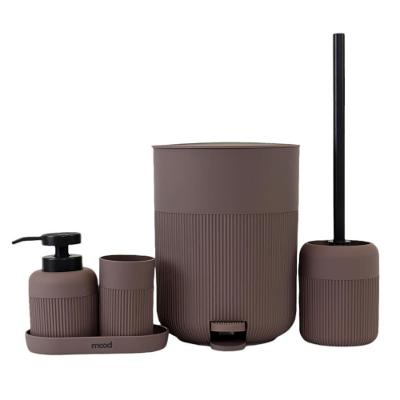Conjunto para Banheiro Concept - Mood Tpc com 5 Peças e Lixeira com Pedal de 4,5 l Marrom