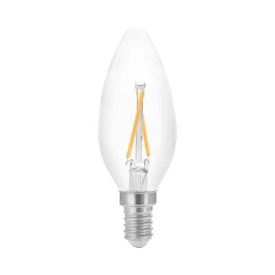 Lâmpada Vela LED E14 2W 2400K Filamento Bico Liso Transparente 110V com Alta Eficiência Save Energy