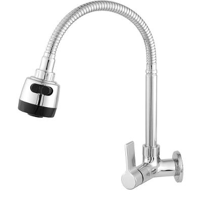 Torneira de Cozinha Wg08 Gourmet 1-4 de Volta Parede Aço Inoxidável Cromado Bica Flexível Inox OEM