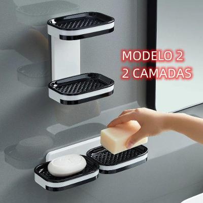 Saboneteira de Parede 2 Camadas Drenável para Banheiro com Organizador em Plástico Oem