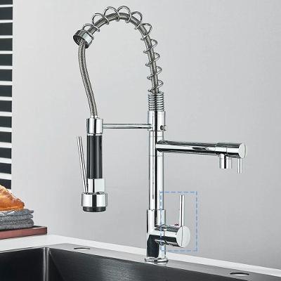 Torneira de Cozinha Gourmet Monocomando de Bancada Cromado Triplo com Bica Extensível Prata OEM