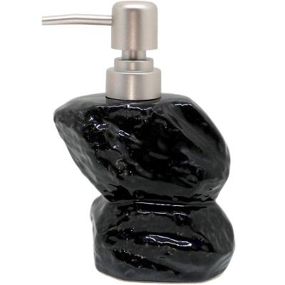 Saboneteira Líquida Decoração Banheiro Preto Cerâmica 350ml para Bancada de Banheiro