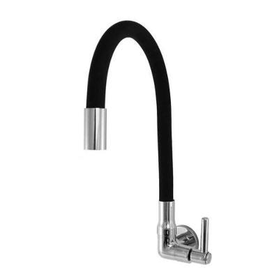 Torneira de Cozinha Emborrachada de Parede Black Flexível em Latão Cromado Preto OEM