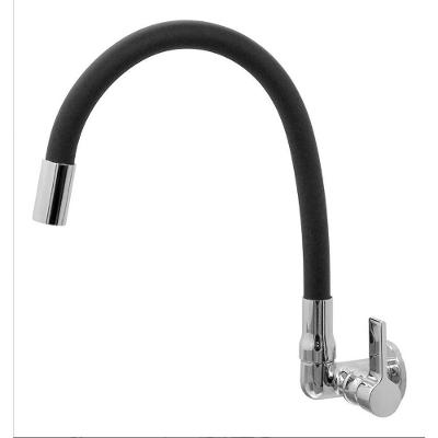 Torneira de Cozinha C61 1-4 de Volta para Parede em Latão com Bica Giratória Preta OEM