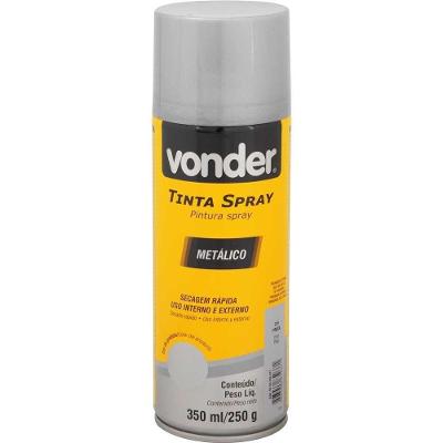 Tinta Spray Prata Metalico 350ML-6250350221 com Excelente Acabamento Prata Vonder