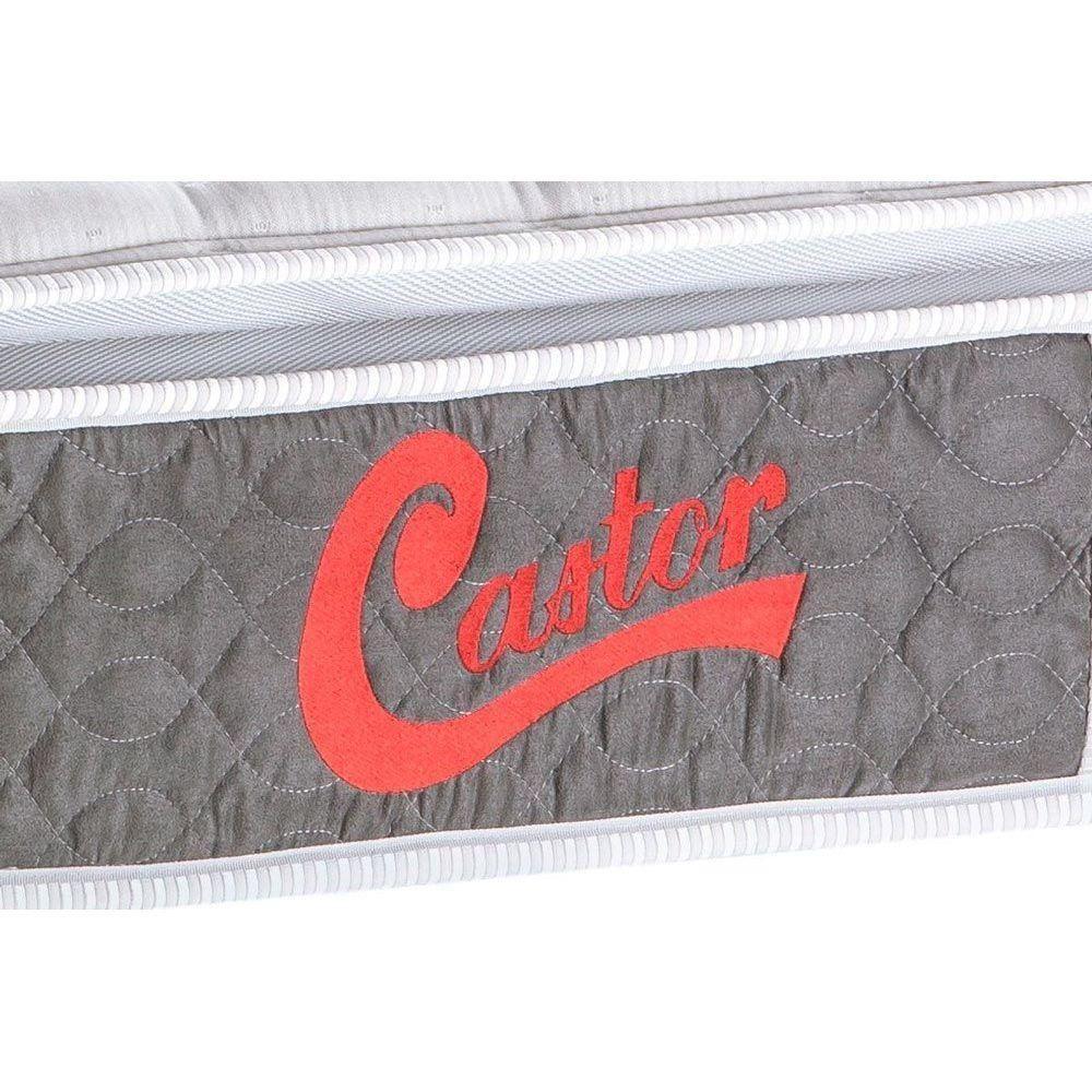 Cama Box Baú c/Auxiliar Solteiro: Colchão Molas Castor Pocket Light Stress + Base CRC Courano Branco(88x188) - 2