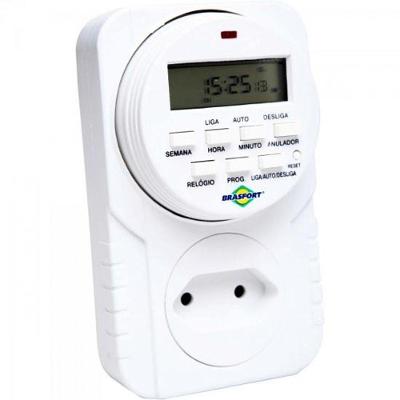 Timer Digital 24h F002 com 8 Programações Automático Bivolt 110V 220V Brasfort