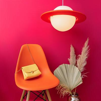 Luminária Pendente Saturno Rings Laranja Tpc com Boa Intensidade de Luz para Uso Noturno Laranja