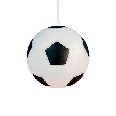 Luminária Pendente Bola de Futebol Bivolt Tpc com Design Temático Esportivo Branco