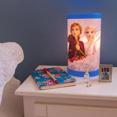 Luminária de Mesa Elsa e Anna Frozen Disney Bivolt Tpc com Luz Difusa Azul