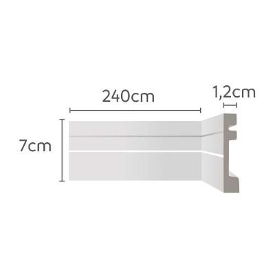 Rodapé Ecopremium 2,40M para Acabamento com Material Resistente Branco Ecomex