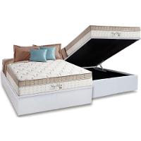 Cama Box Baú Casal: Colchão Molas Anjos Superlastic King Best + Base CRC Courano White(138x188) - 1