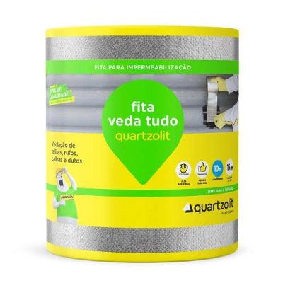 Fita Asfáltica Aluminizada 15CM X 10 METROS para Vedação Prata Quartzolit