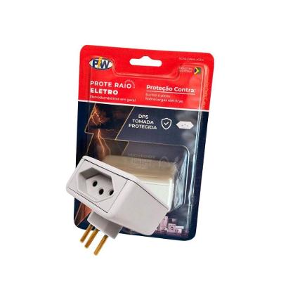 Protetor Contra Surtos Elétricos PW203 2 Tomadas Tripolares 10A com LED Branco OEM