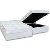 Cama Box Baú Casal: Colchão Espuma Castor D33 Sleep Max Relax + Base CRC Courano White(138x188) - 1