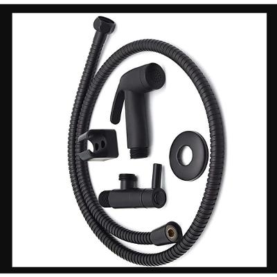 Ducha Higiênica Completa Luxo 1-4 Metal Cromado Pressão 15 Jato com Regulagem Preto OEM