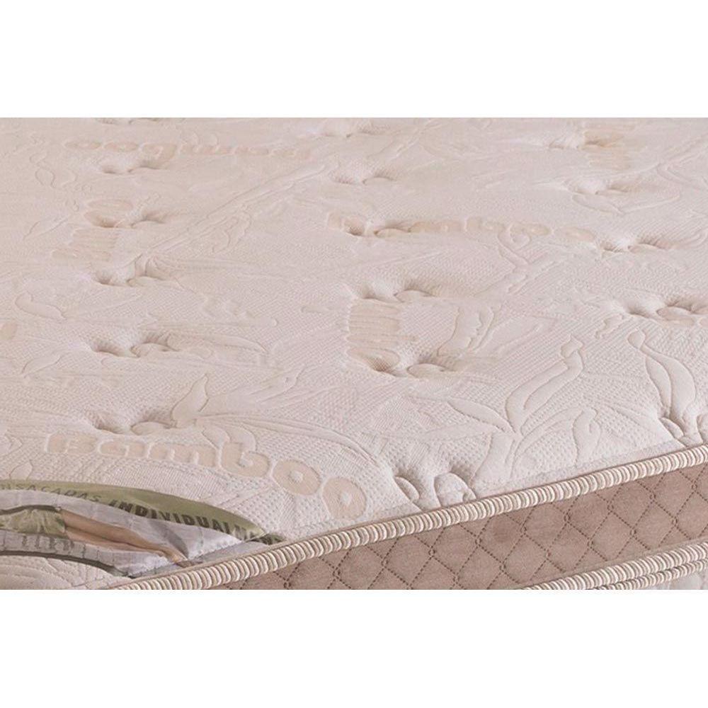 Cama Box Baú Casal: Colchão Molas Ensacadas Herval MasterPocket Pallace Bambu Plus + Base CRC Suede Bege(138x188) - 2