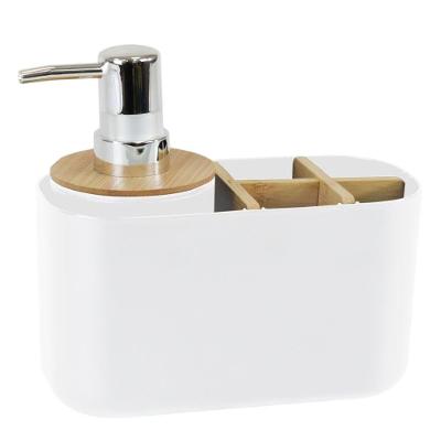 Organizador de Banheiro com Dispenser Pump 280ml Bambu Branco Mood