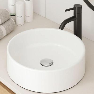 Cuba de Apoio para Banheiro Kit Cuba Sobrepor Redonda 35x35 com Válvula Click 7-8 em Mármore