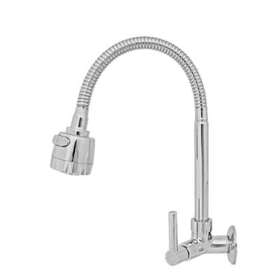 Torneira Gourmet de Cozinha Parede Monocomando para Bancada em Aço Inoxidável com Bica Flexível OEM