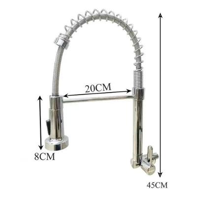 Torneira de Cozinha Gourmet Monocomando Parede Plástico ABS Extensivel Preto e Prata OEM