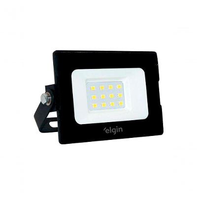 Refletor LED 10W 6500K Bivolt IP65 com Fluxo Luminoso 550 LM e Vida Útil 25.000 H Preto Elgin