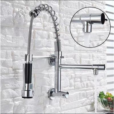 Torneira de Cozinha Gourmet Monocomando Parede em Metal e Plástico ABS com Bica Giratória Prata OEM