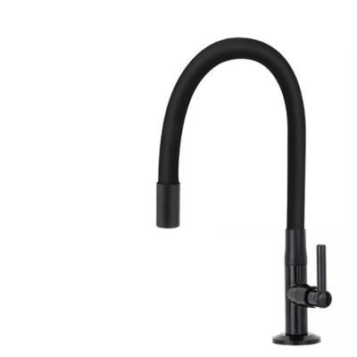 Torneira de Cozinha Flexível 1-4 de Volta para Bancada Aço Inoxidável e Silicone Bico Giratório