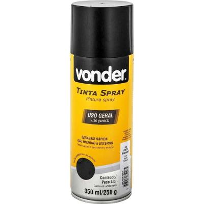 Tinta Spray 6250350012 350ML com Alto Poder de Cobertura e Secagem Rápida Preto Brilhante Vonder