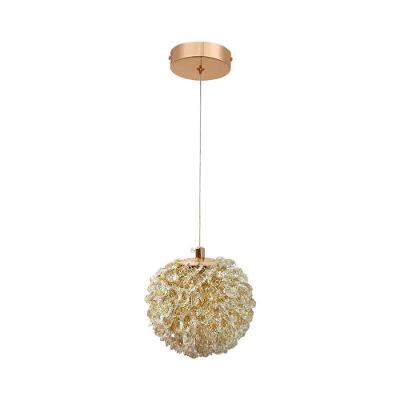 Pendente Ninho Dente de Leão Cristal Dourado Apa-a-012 2902 com Soquete G9 1 Lâmpada Bivolt Dourado