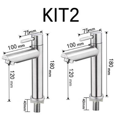 Torneira para Banheiro Kit2-Boston Monocomando de Pia em Aço Inoxidável com Acabamento Metal Dourado