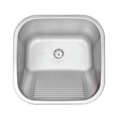 Tanque de Encaixe Hera 25L 40x40CM de Sobrepor em Aço Inox Acetinado com Esfregador Inox