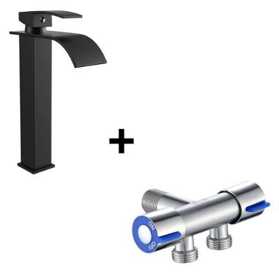 Torneira para Banheiro Cuba Alta Cascata Monocomando de Bancada em Aço Inoxidável Preto OEM