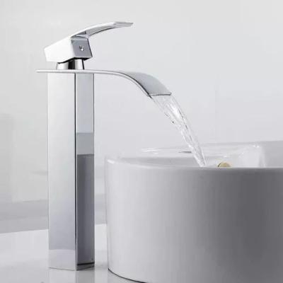 Torneira para Banheiro Cuba Alta Cascata Monocomando de Bancada Aço Inoxidável Prata OEM
