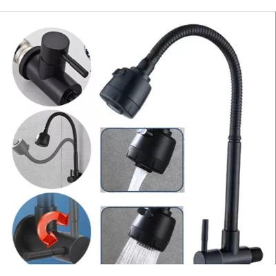 Torneira Gourmet de Cozinha Parede-Preto Monocomando para Bancada em Aço Inoxidável com Bica